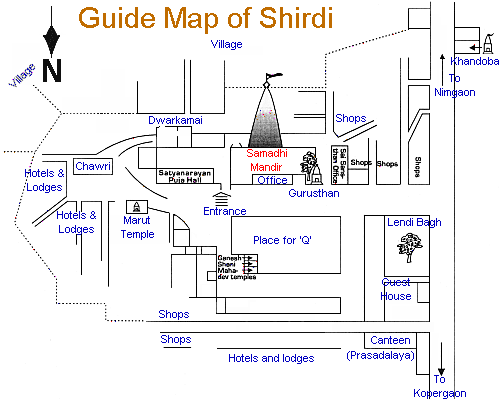Road Map to Shirdi Sai Baba Temple